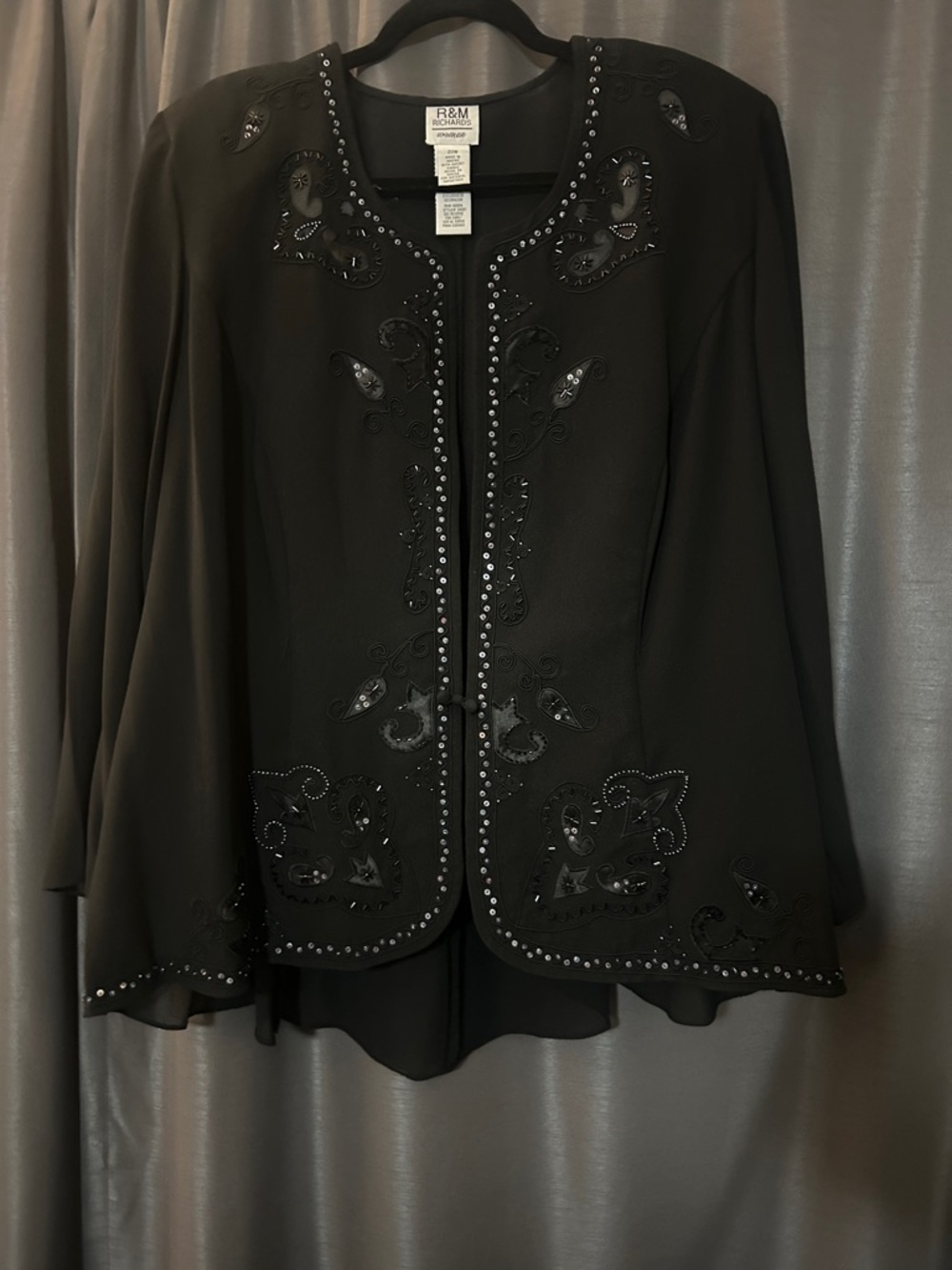 R&M Richards Black Embellished Evening Jacket